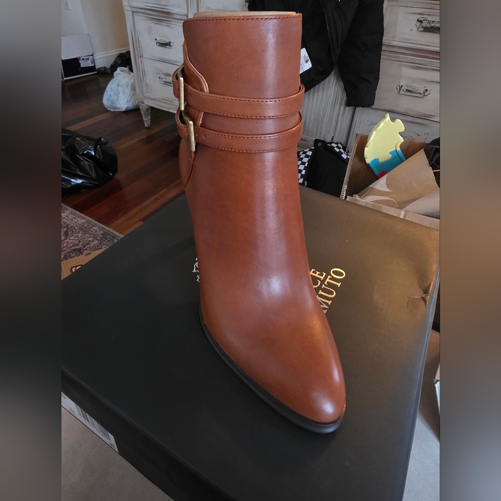Vince Camuto Sahra Bootie in Tan with Gold Accents - Picture 3 of 4